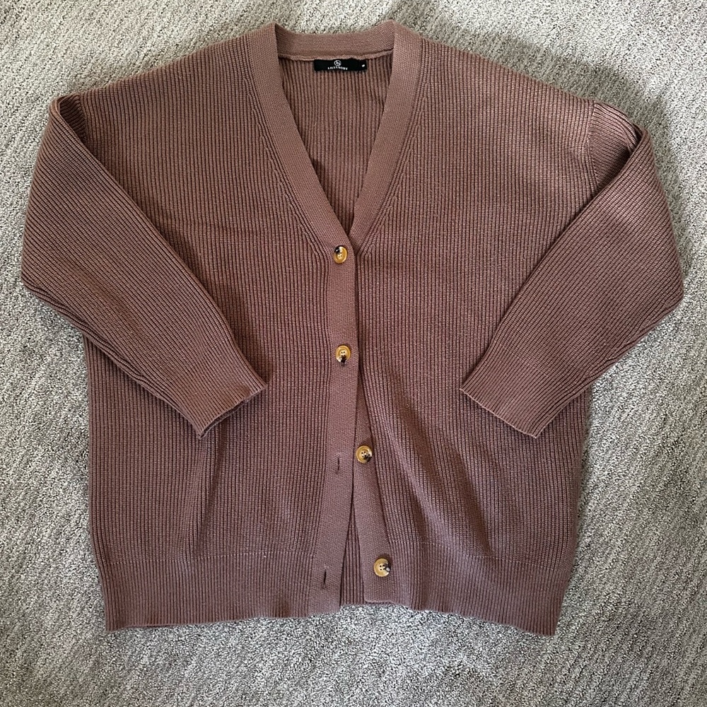 Button Through Ribbed Knit Cardigan - Picture 4 of 5